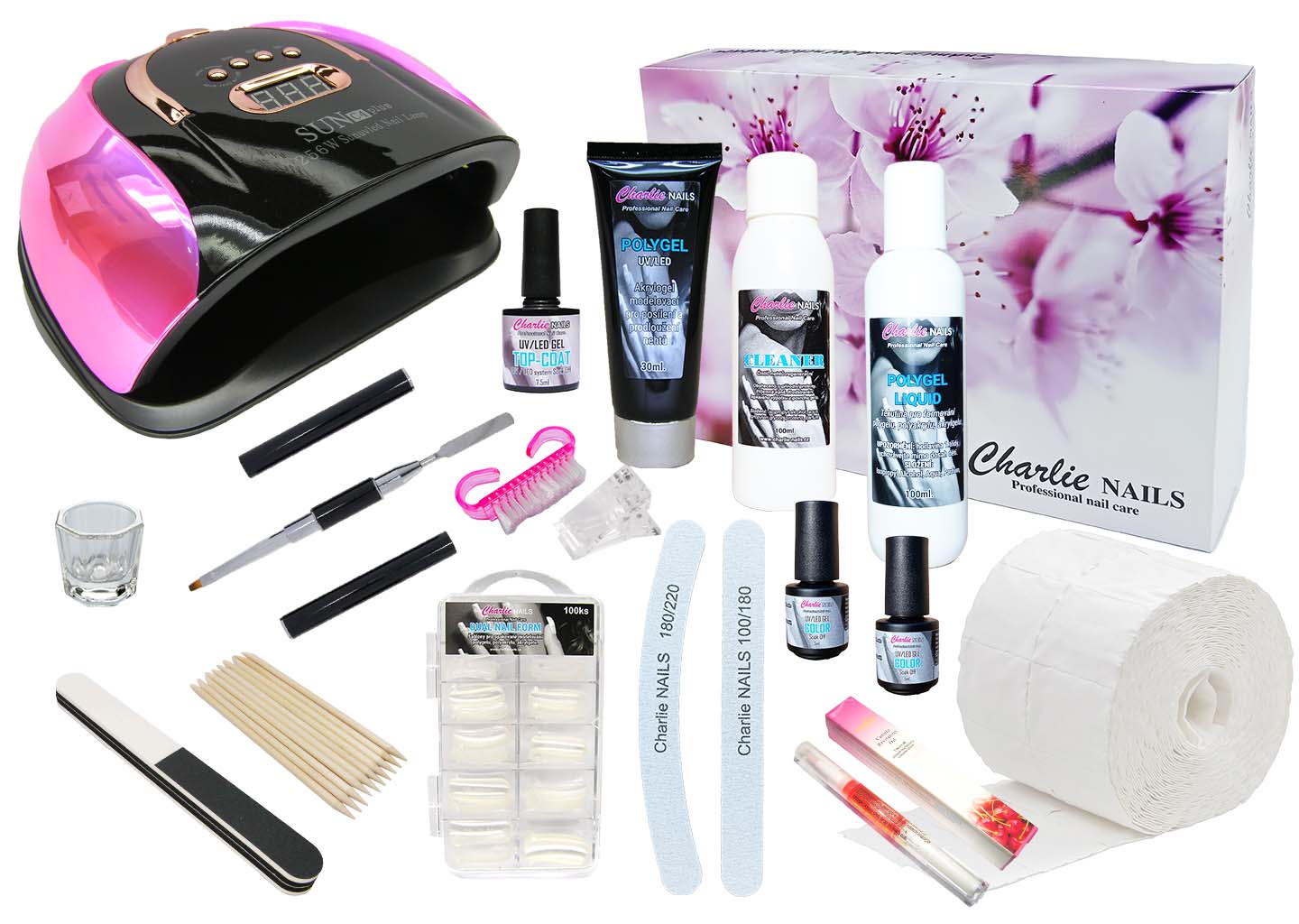 Startovací sada na Polygel nehty XXL GL256W růžová