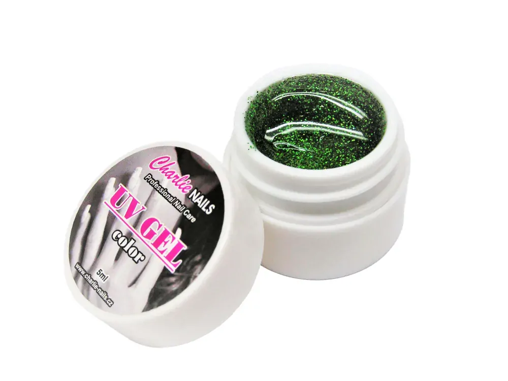 Charlie UV/LED gel 5ml - zelený glitter č.406