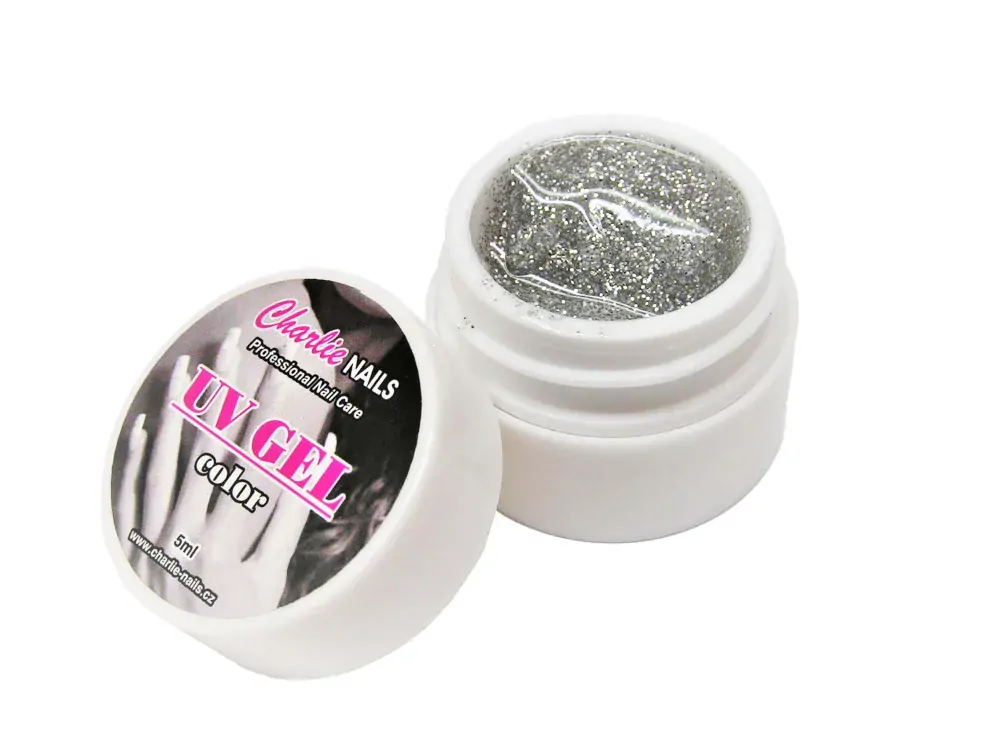 Charlie UV/LED gel 5ml - stříbrný glitter č.415