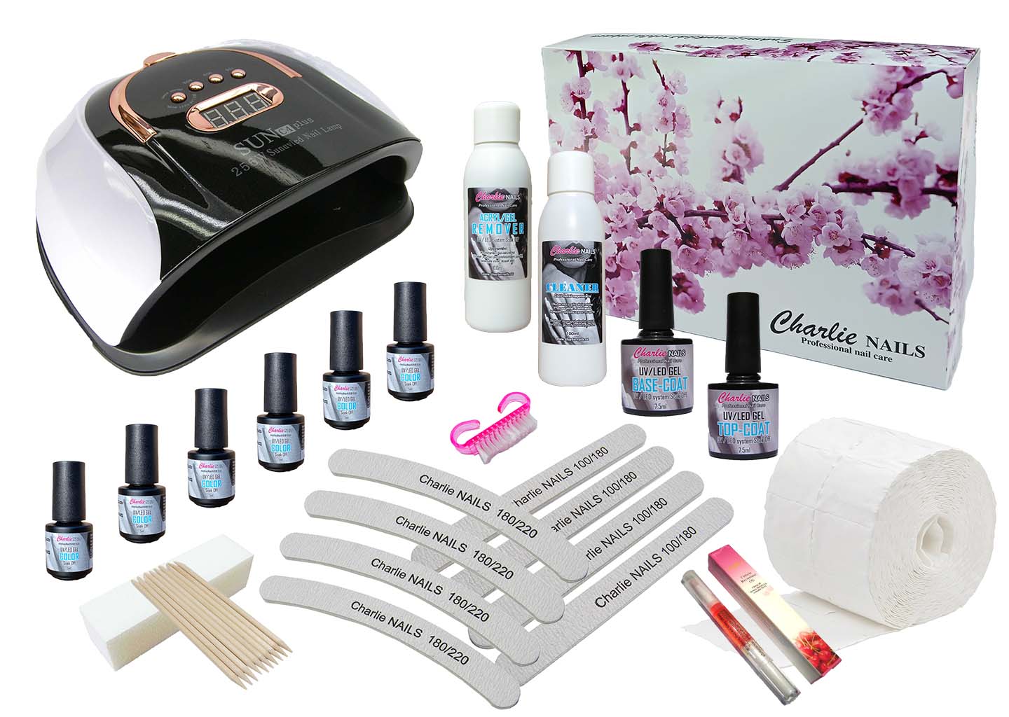 Startovací sada na gel lak nehty Charlie LED 256W bílá