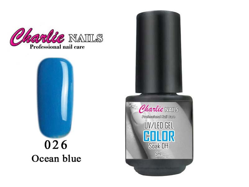 Charlie UV/LED Gel lak 5ml. č.26 modrý Ocean blue