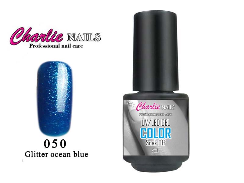 Charlie UV/LED Gel lak 5ml. č.50 modrý Glitter ocean