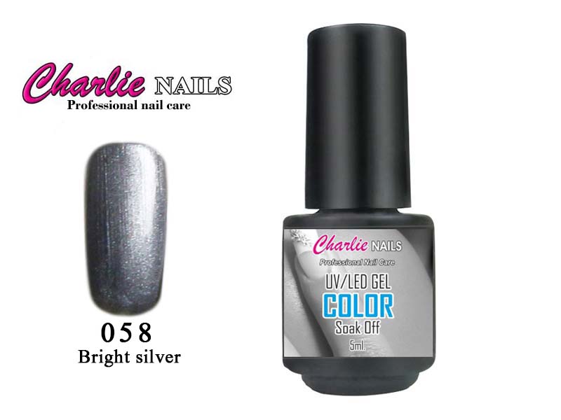 Charlie UV/LED Gel lak 5ml. č.58 stříbrný