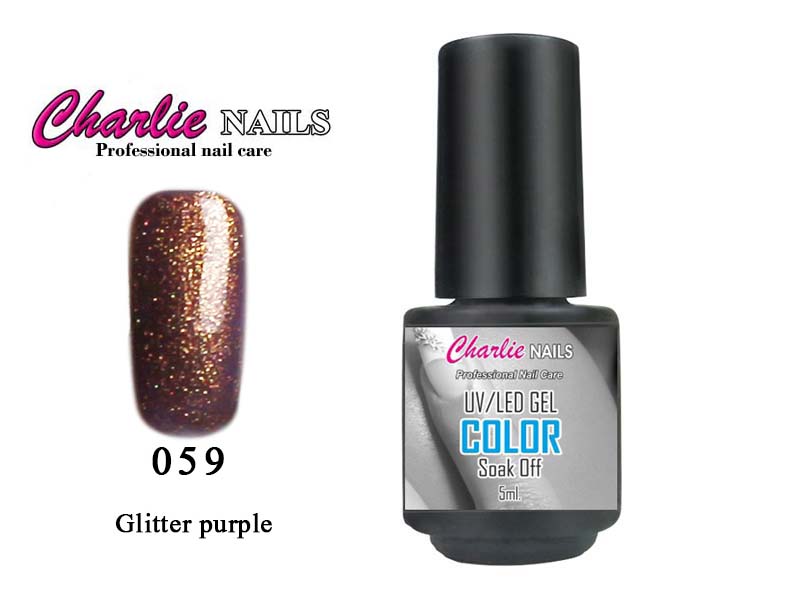 Charlie UV/LED Gel lak 5ml. č.59 Glitter purpel
