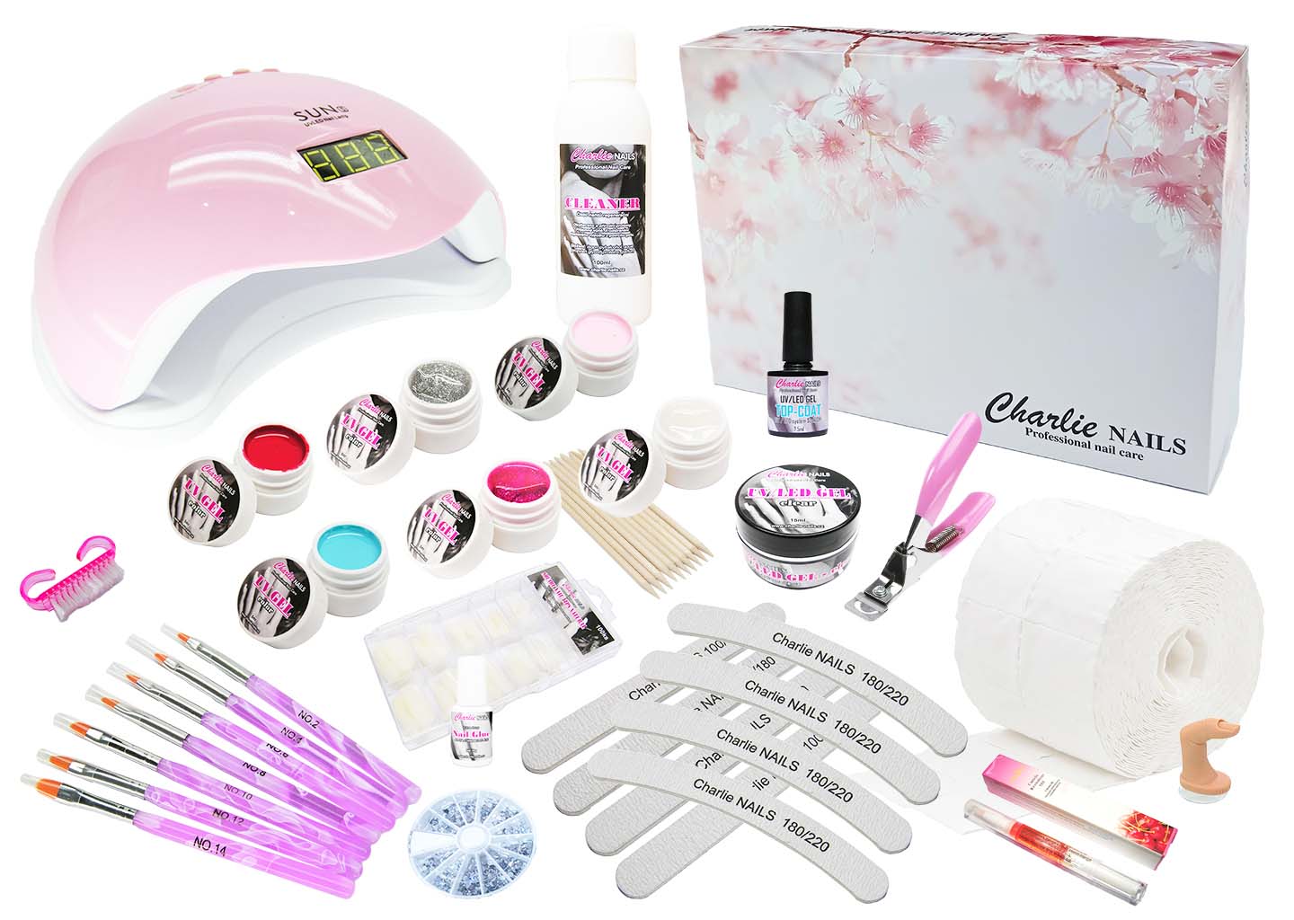 Startovací sada na gelové nehty XXL 48W růžová