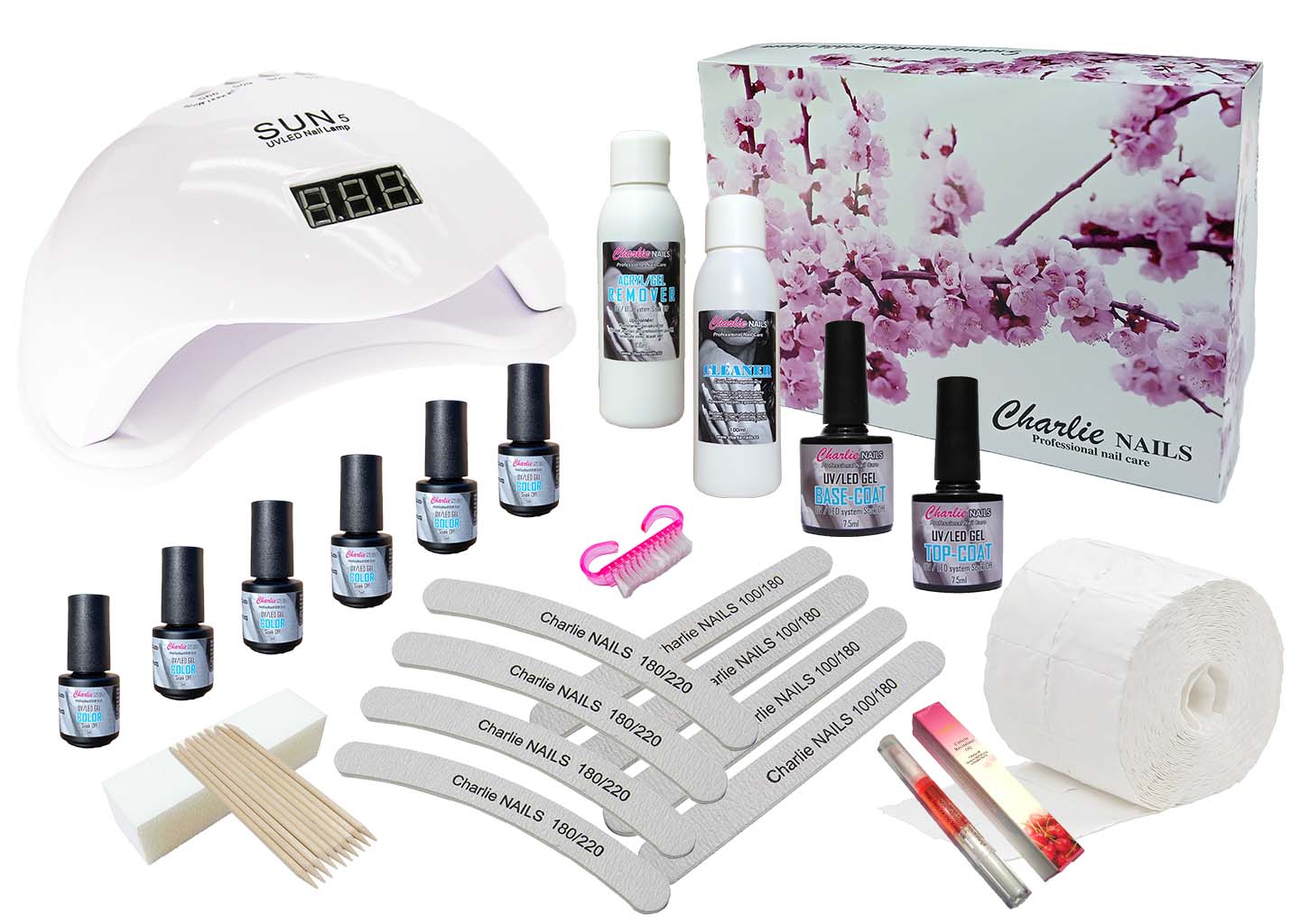 Startovací sada na gel lak nehty Charlie LED 48W