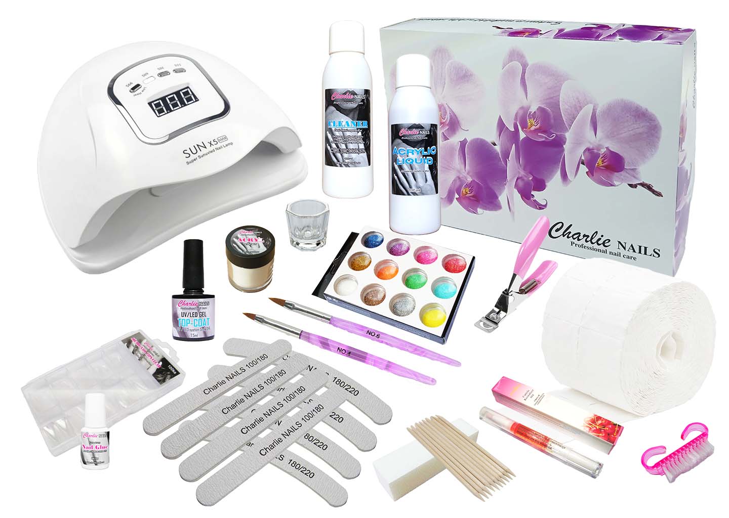 Startovací sada na Akrylové nehty XXL180W na tipy - bílá