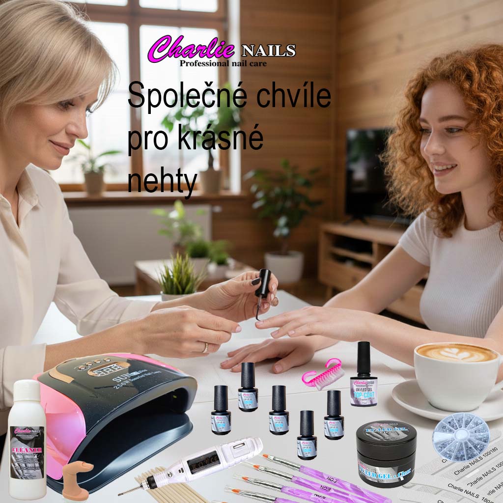 Startovací sada na gelové nehty XXXL Hybrid 256W růžová perleť s bruskou 10W