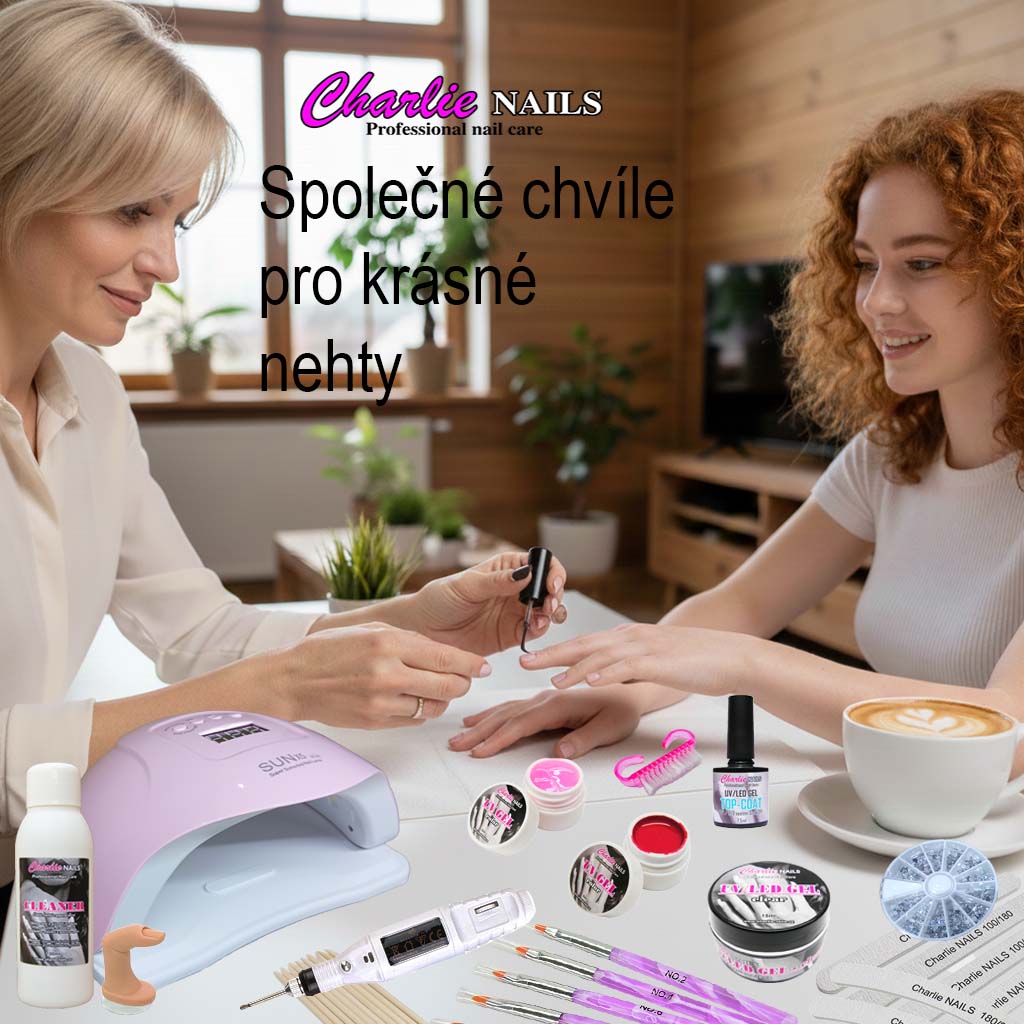 Startovací sada na gelové nehty XXXL 120W růžová s bruskou 10W