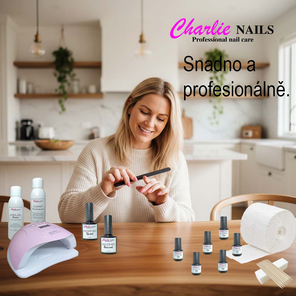 Startovací sada na gel lak nehty Charlie LED 120W růžová