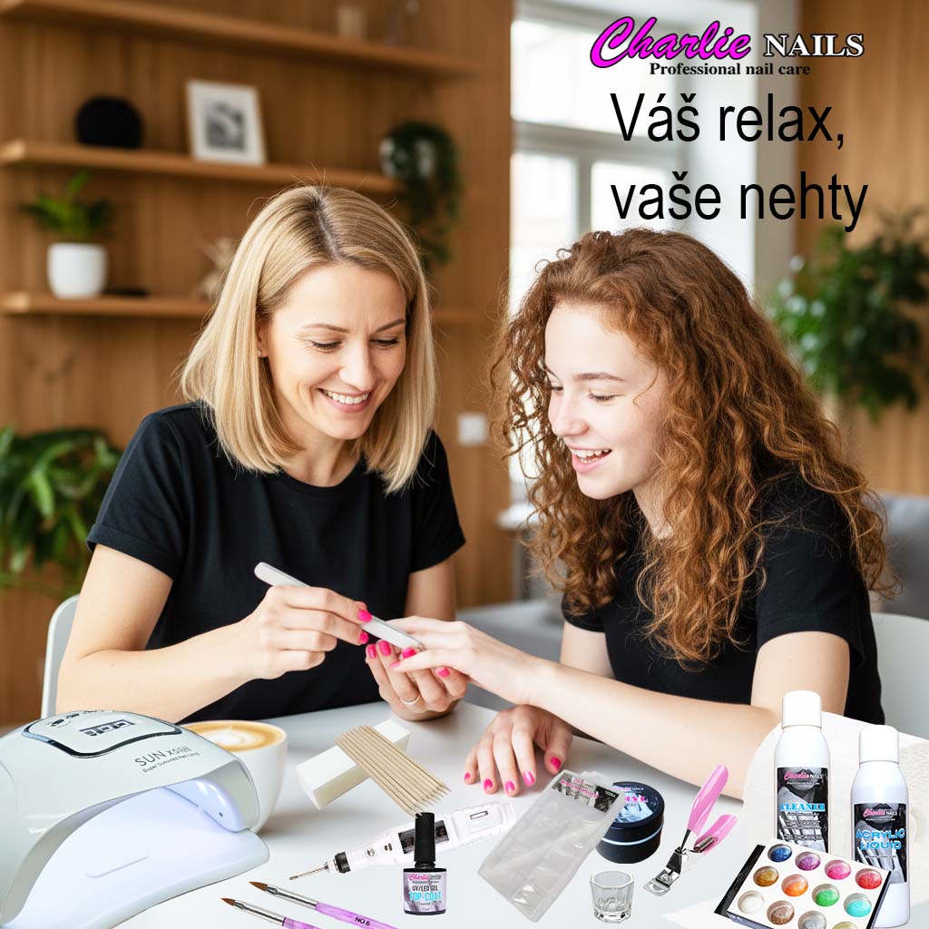 Startovací sada na Akrylové nehty XXXL180W s bruskou 10W na tipy - bílá