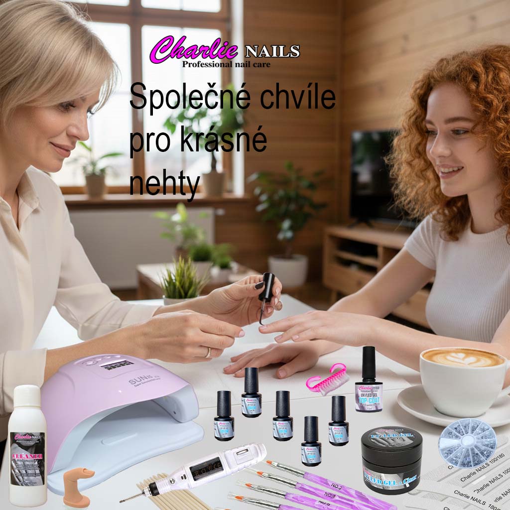 Startovací sada na gelové nehty XXXL Hybrid 120W růžová s bruskou 10W