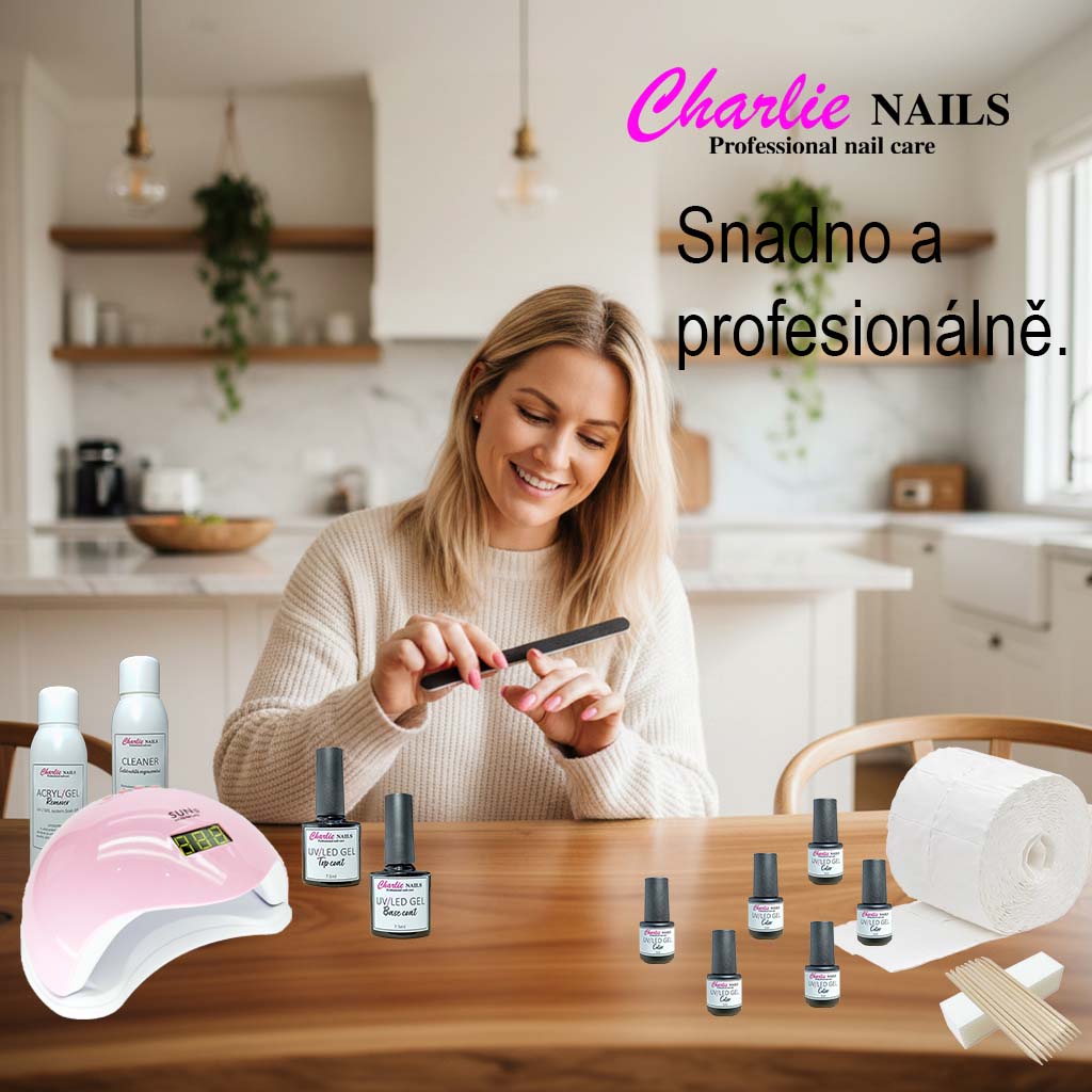 Startovací sada na gel lak nehty Charlie LED 48W pink