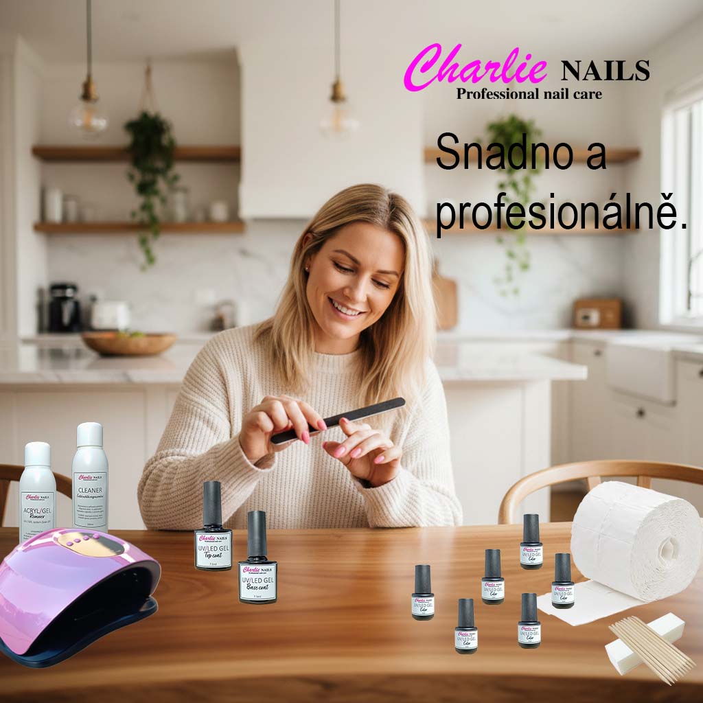 Startovací sada na gel lak nehty Charlie LED 150W růžová perleť