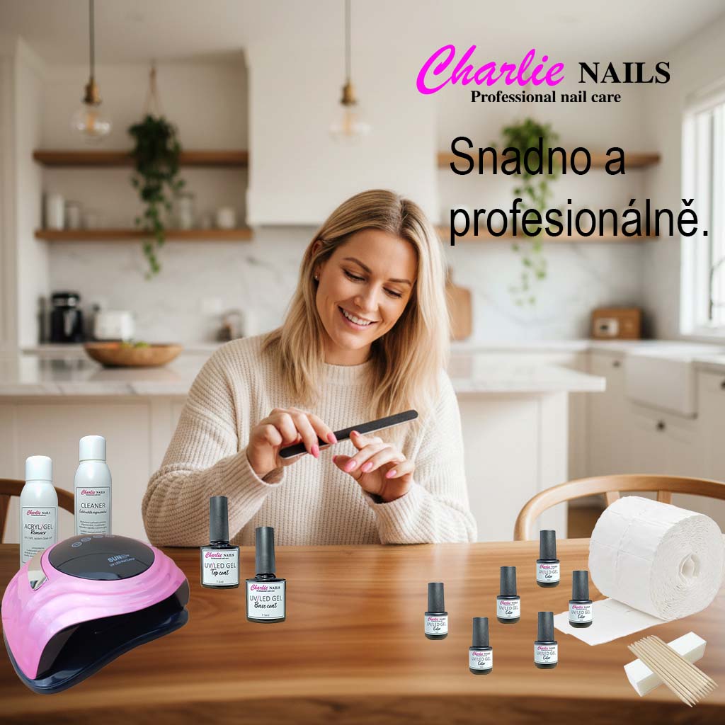 Startovací sada na gel lak nehty Charlie LED 168W růžová perleť