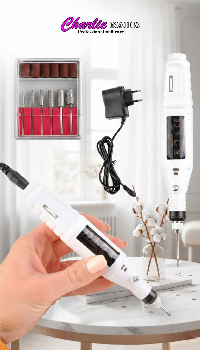 Startovací sada na Polygel nehty XXXL 180W bílá s bruskou 10W